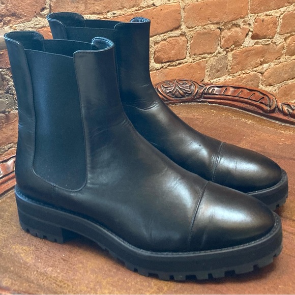 STUART WEITZMAN Mckenzee Leather Chelsea Boots in Black Chunky 90s Y2K Booties - Picture 14 of 15